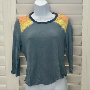 We the Free Gray and Orange + Yellow shoulder accent  Top Sz S